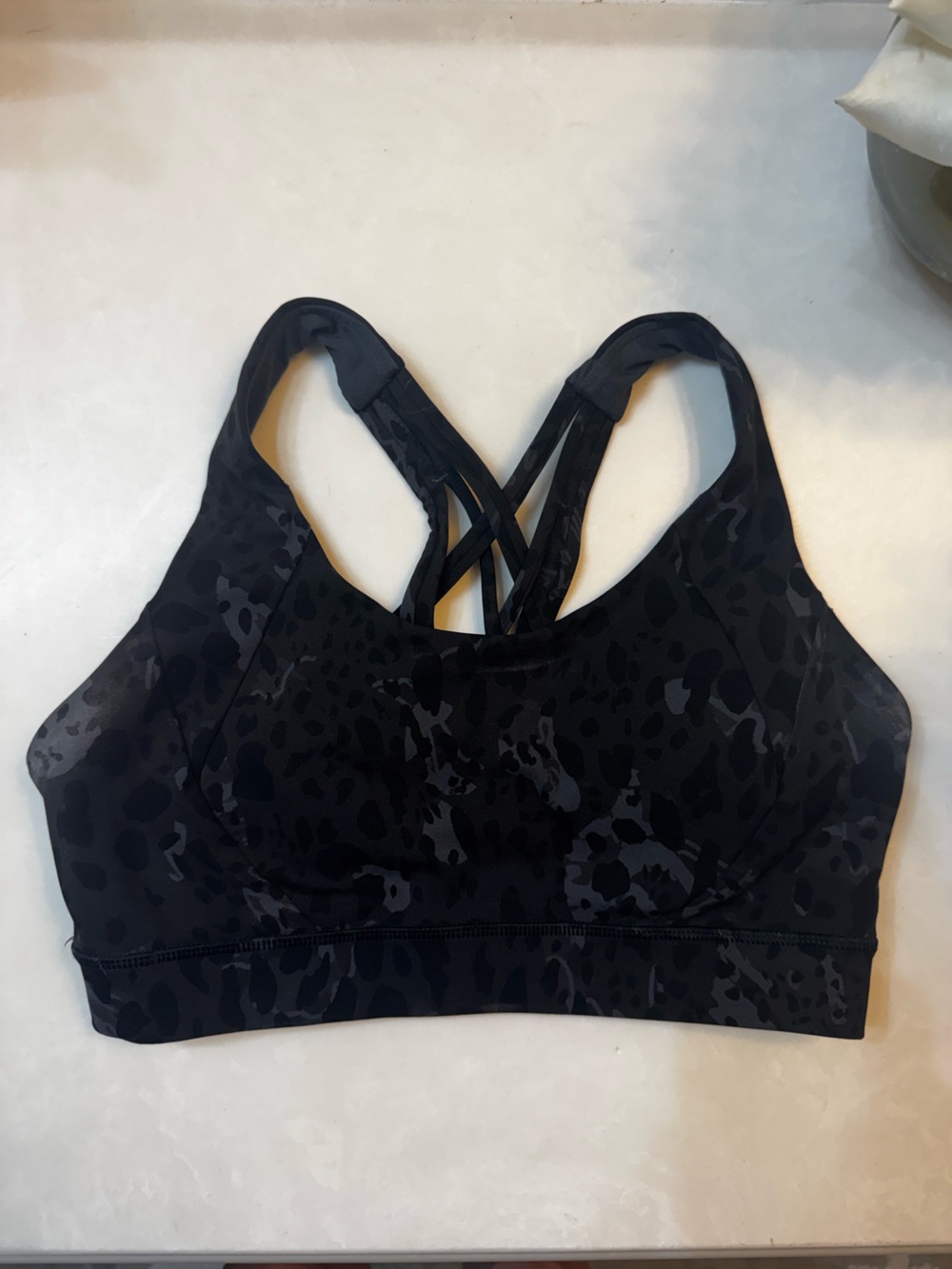 lululemon athletica Black Cheetah-Print Strappy Sports Bra
